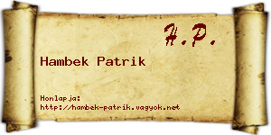 Hambek Patrik névjegykártya